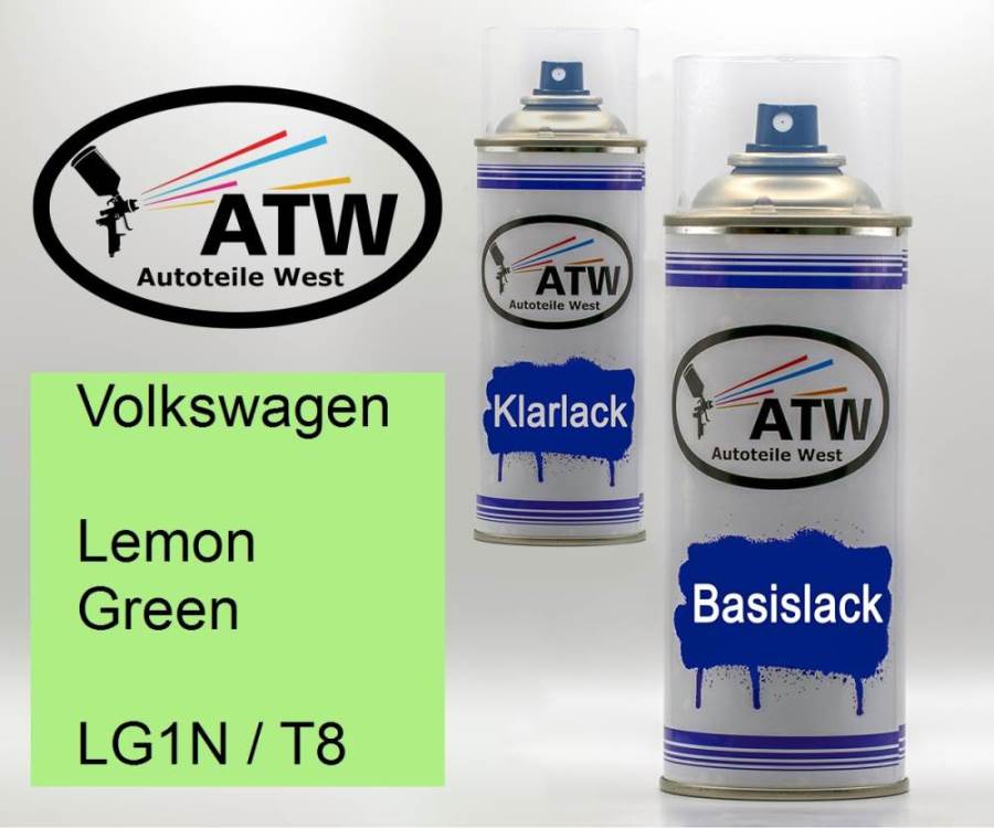 Volkswagen, Lemon Green, LG1N / T8: 400ml Sprühdose + 400ml Klarlack - Set, von ATW Autoteile West.